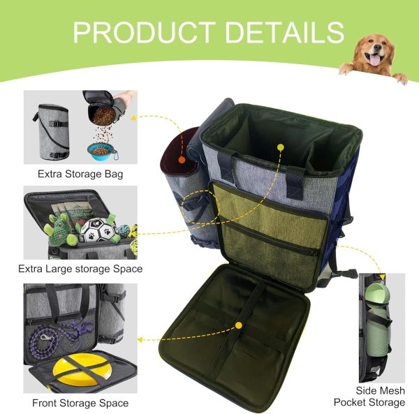 Dog Travel Bag Backpack with Dog Food Storage Container - Εικόνα 3