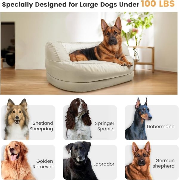 Large Couch Dog Bed with Supportive Foam & Soft Cotton - Εικόνα 6