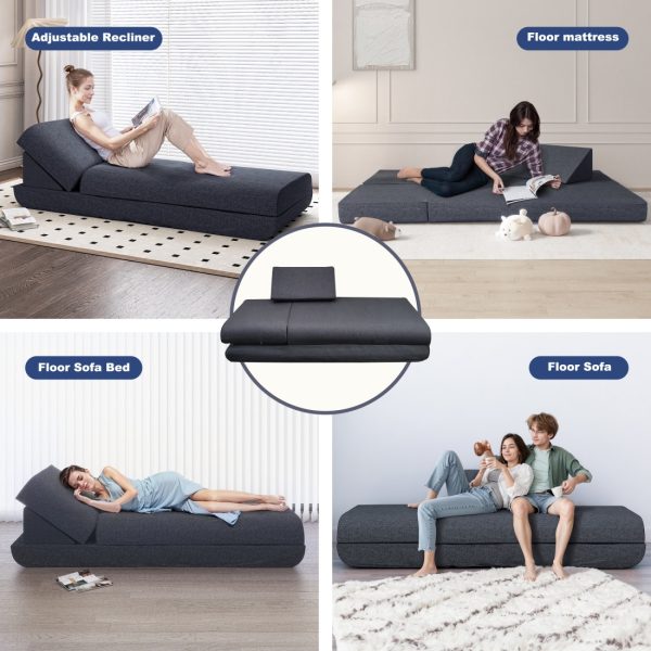 Large Folding Daybed Sofa with Adjustable Headboard - Εικόνα 6