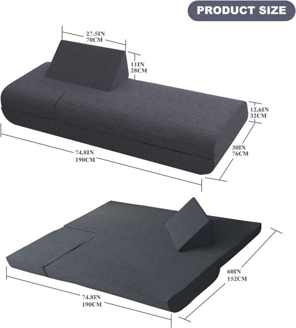 stor sammenfoldelig daybed sofa 2266