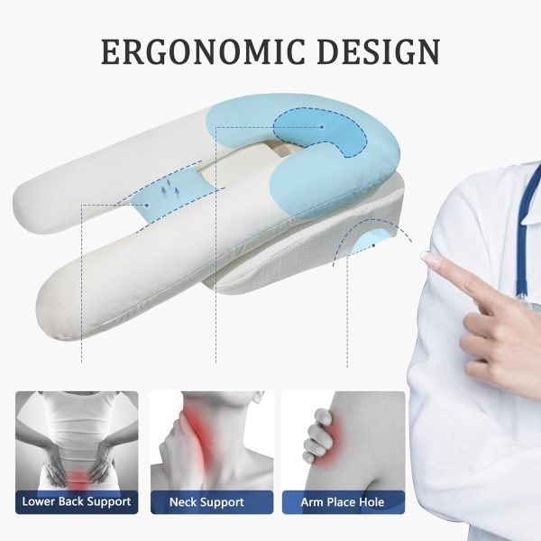 U-Shaped Side Sleeper Pillow with Arm Hole for Pain Relief - Εικόνα 3