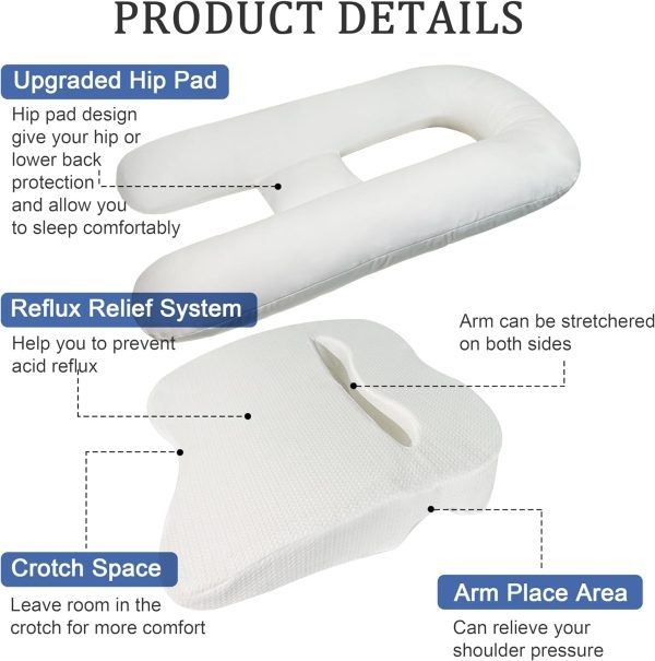 U-Shaped Side Sleeper Pillow with Arm Hole for Pain Relief - Εικόνα 4