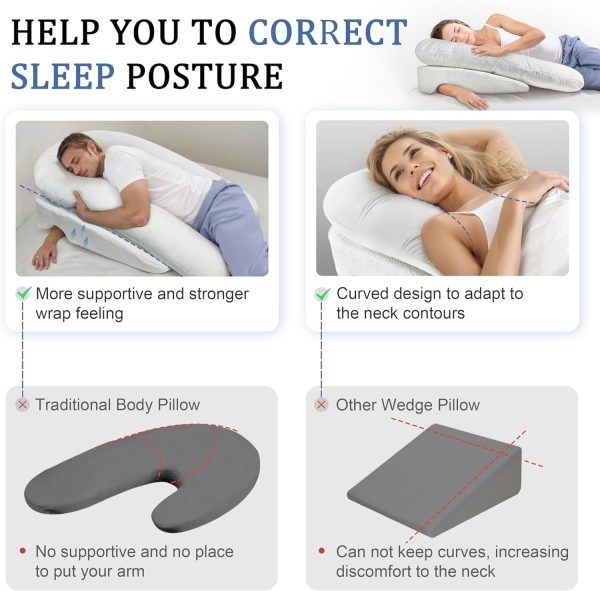 U-Shaped Side Sleeper Pillow with Arm Hole for Pain Relief - Εικόνα 5