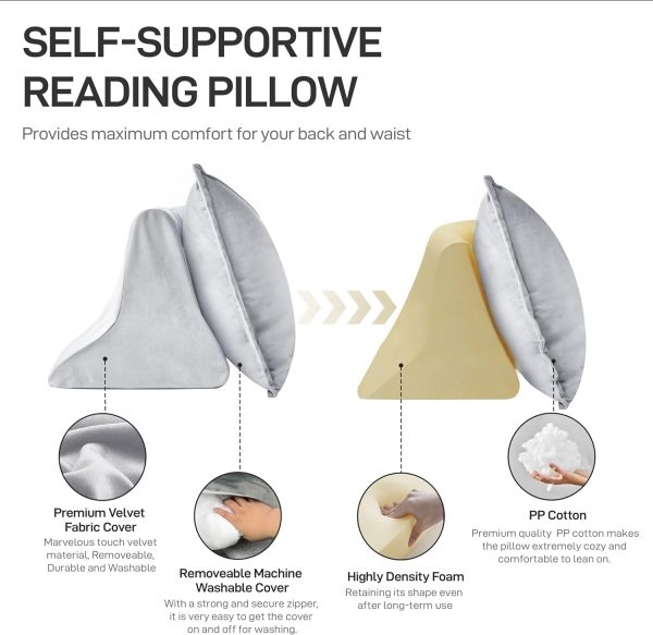 Self-Supporting Wedge Backrest Cushion for Reading - Imagen 4