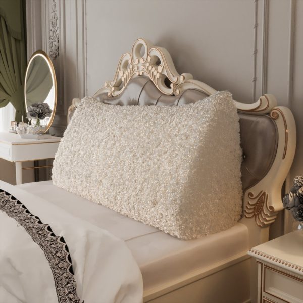 Bed Wedge Pillow Headboard Bolster Beige Wool Rolls - Εικόνα 7