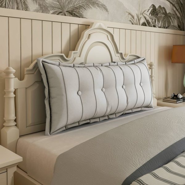 Large Headboard Reading Pillow Bolster Body Pillow Off-White - Imagen 2