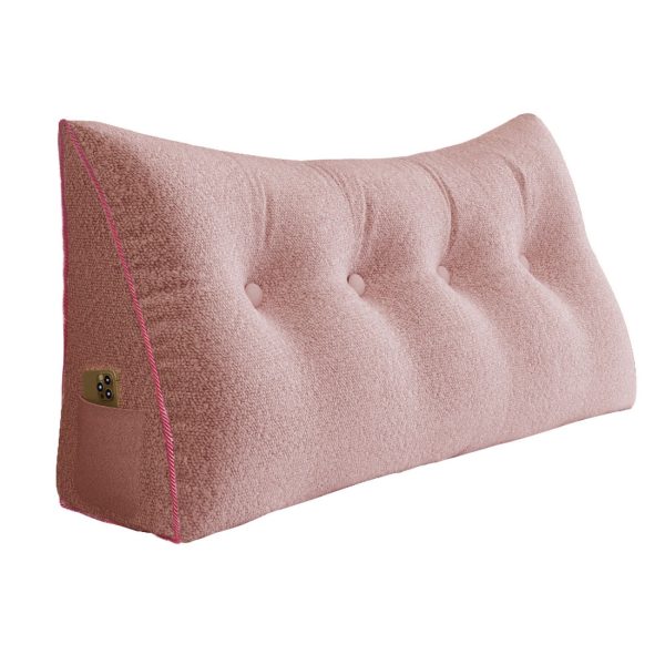 grand coussin de lecture en forme de coin rose 2669