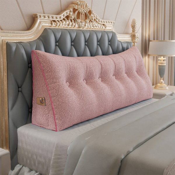 grand coussin de lecture en forme de coin rose 2675