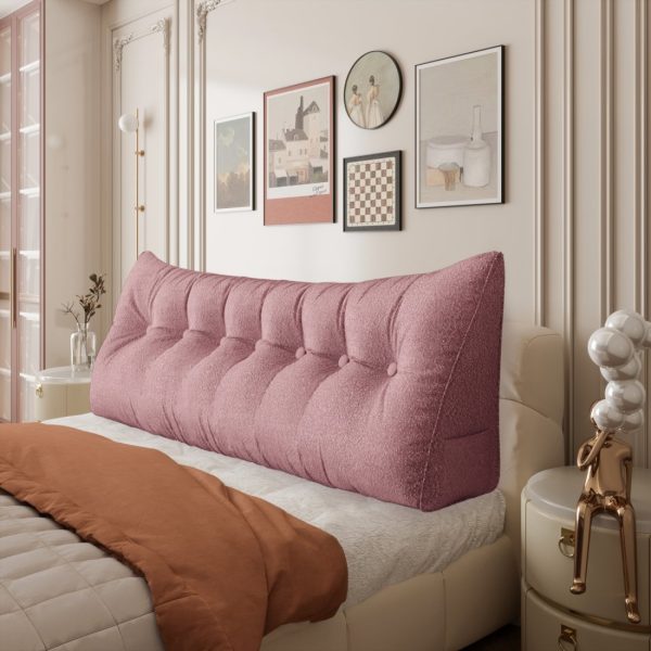 grand coussin de lecture en forme de coin rose 2676