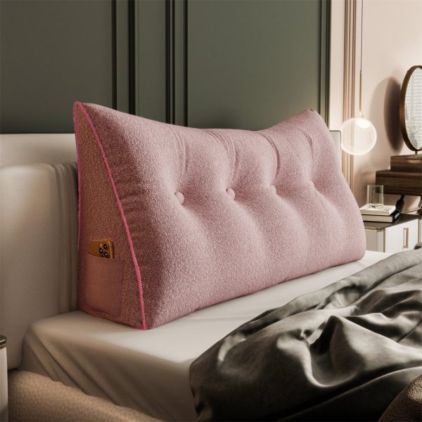 grand coussin de lecture en forme de coin rose 2677