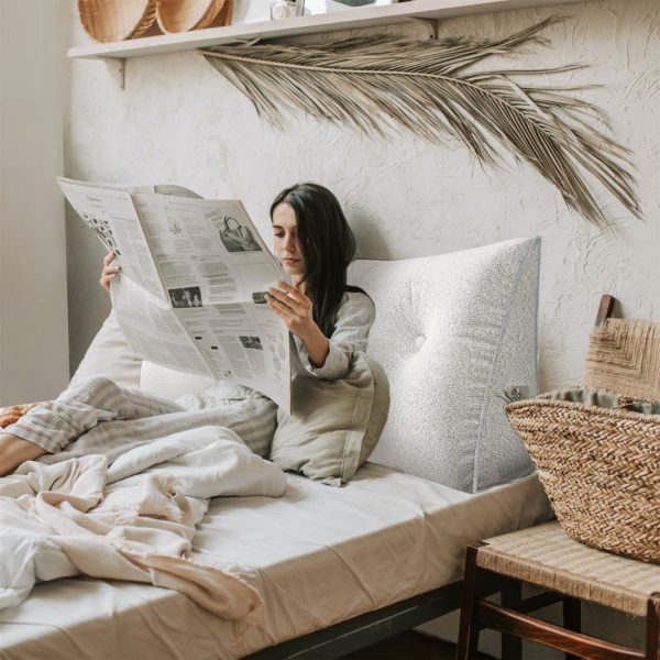 Almohada de lectura en forma de cuña grande, color blanco 2608