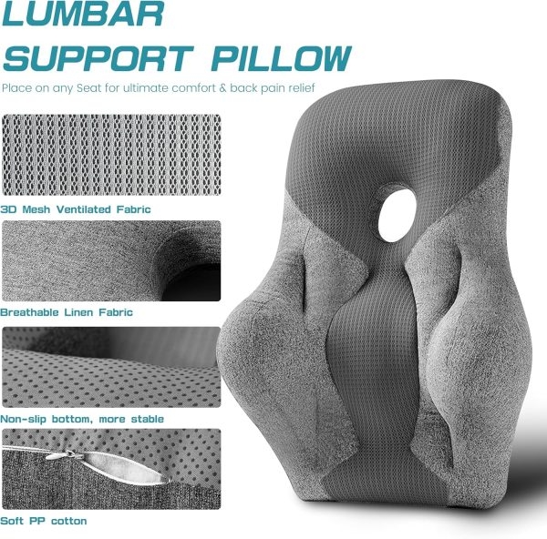 Office Chair Back Support, Ergonomic Lumbar Pillow, 3D Mesh - Εικόνα 3