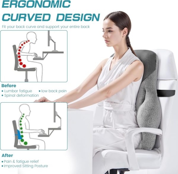 Office Chair Back Support, Ergonomic Lumbar Pillow, 3D Mesh - Kuva 7