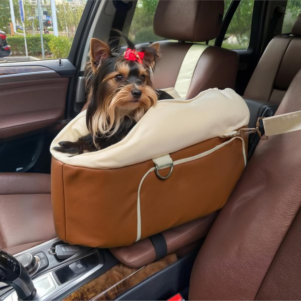 Safe & Compact Pet Car Seat - Leather Booster for Small Animals - Imagen 2