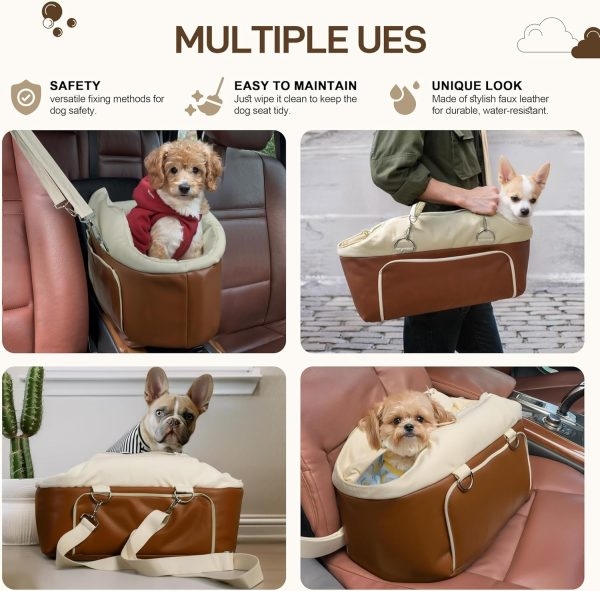 Safe & Compact Pet Car Seat - Leather Booster for Small Animals - Εικόνα 4