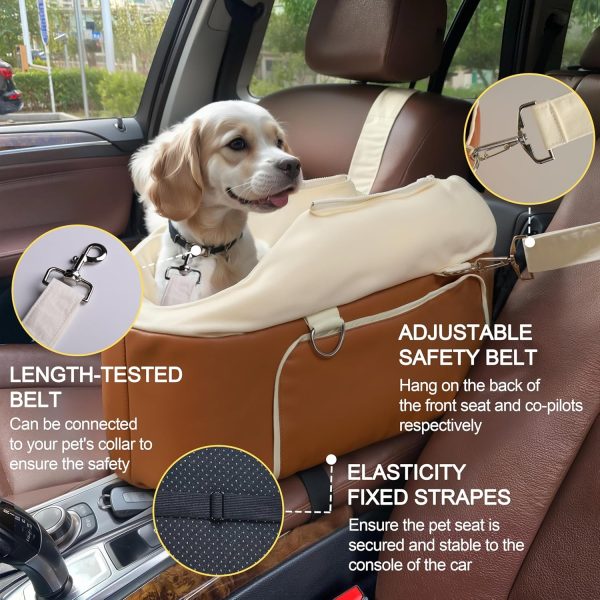 Safe & Compact Pet Car Seat - Leather Booster for Small Animals - Imagen 7