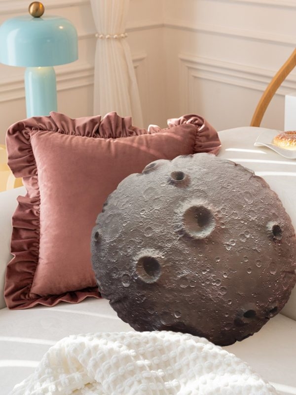 Cojín decorativo con forma de planeta y luna, suave, 2491