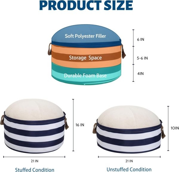 Space-Saving Ottoman Pouf with Storage - Round & Comfy for Any Room - Billede 3