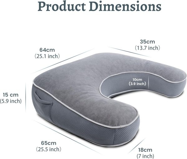 Ergonomic U-Shaped Gaming & Reading Support Pillow with Armrests - Afbeelding 3