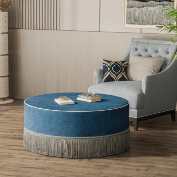 round ottoman table blue 4104