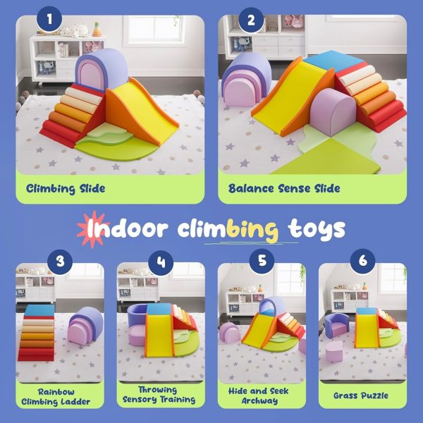 Toddler Foam Climbing Tower & Slide, 5 Pieces, Non-Slip - Изображение 4