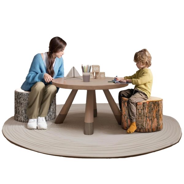 wood log ottoman pouf cushion 4063