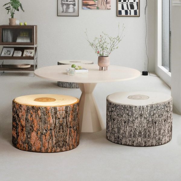 Wood Log Ottoman Pouf Cushion - Foam & Removable Cover - Изображение 2