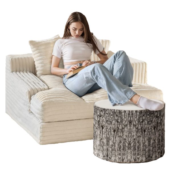 Wood Log Ottoman Pouf Cushion - Foam & Removable Cover - Изображение 6