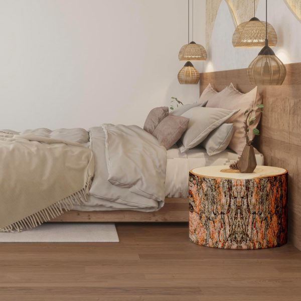 wood log ottoman pouf cushion 4069