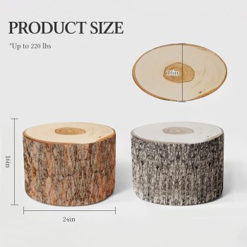 wood log ottoman pouf cushion 4072