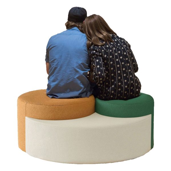 Adjustable Floor Sofa Couch 2-Seater with Pouf Ottoman