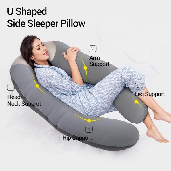 Full Body U-Shape Pillow for Side Sleepers & Reading - Imagem 2