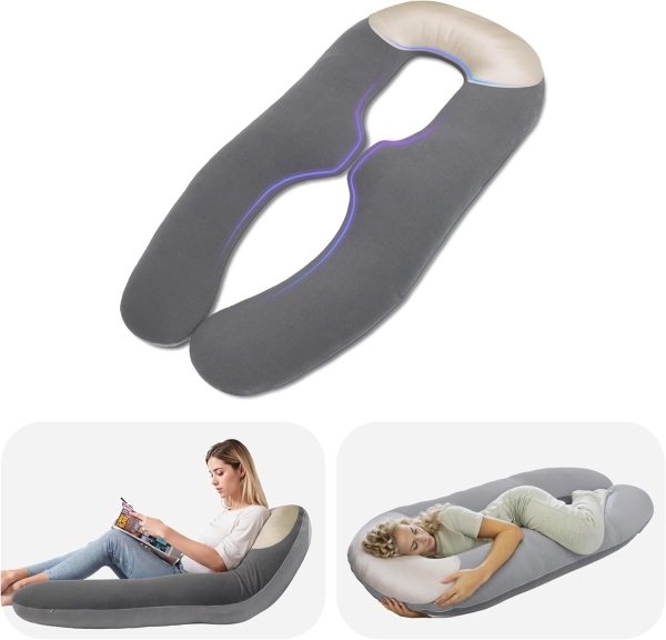 Full Body U-Shape Pillow for Side Sleepers & Reading - Afbeelding 7