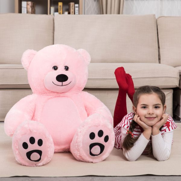 Large Cuddly Stuffed Animal Toy Big Teddy Bear Soft Bear Pink - Obraz 2