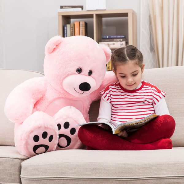 Large Cuddly Stuffed Animal Toy Big Teddy Bear Soft Bear Pink - Obraz 3