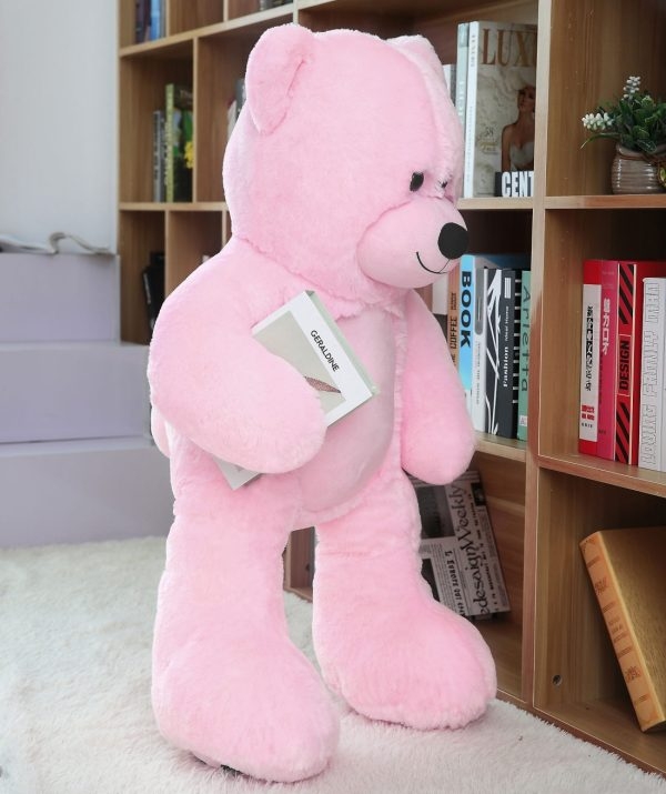 Large Cuddly Stuffed Animal Toy Big Teddy Bear Soft Bear Pink - Εικόνα 6